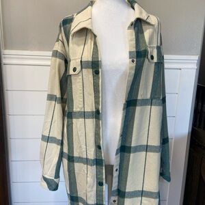 Vans Cream and Teal Plaid Varsity Jacket